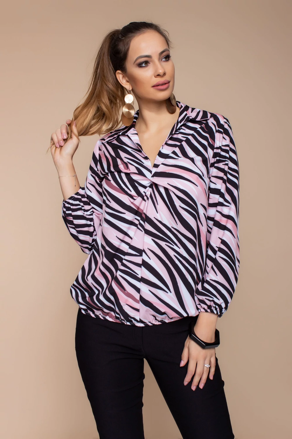 Angéla blúz- rózsaszín zebra