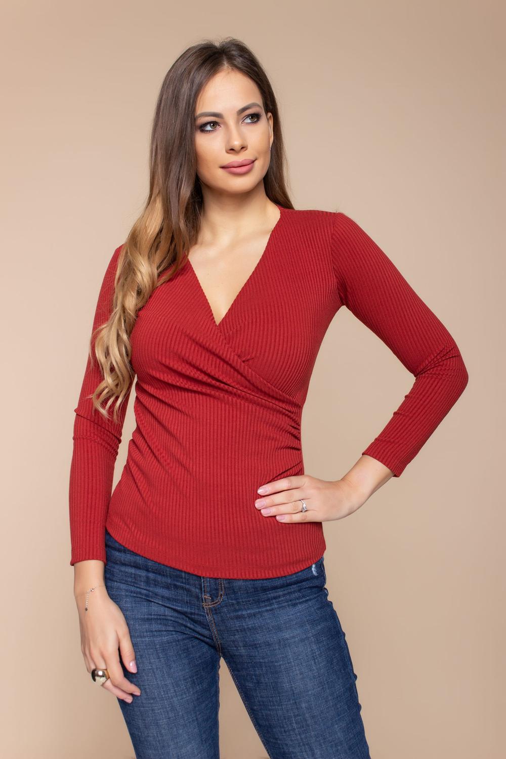 Emma átlapolt póló - vörös