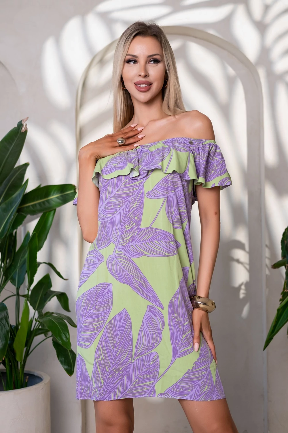 Mimi ruha - zöld/lila levél Mimi ruha - zöld/lila levél