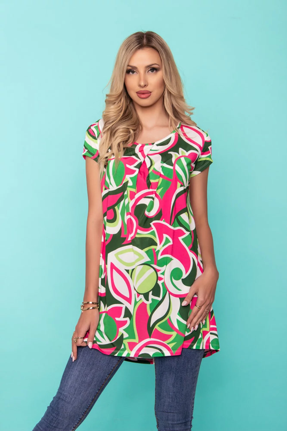 Coco tunika - rózsaszín/zöld/fehér Coco tunika - rózsaszín/zöld/fehér