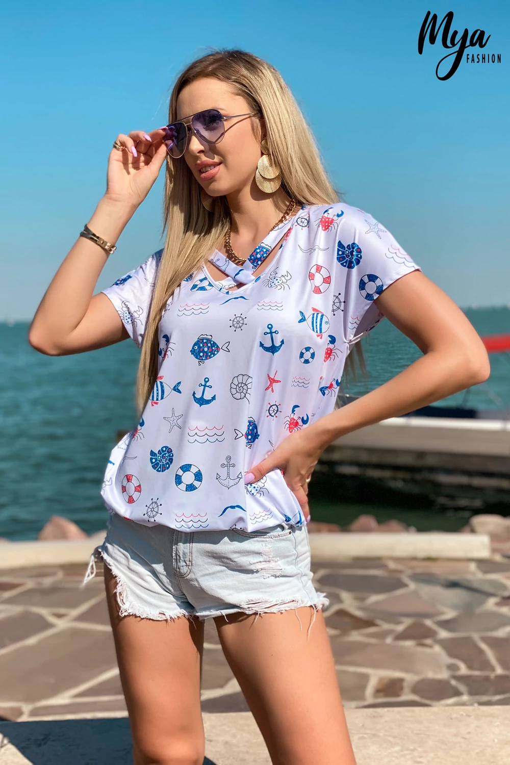 Phoebe tunika - fehér tengerész Phoebe tunika - fehér tengerész