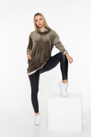 Virág kapucnis pulóver - Khaki Virág kapucnis pulóver - Khaki